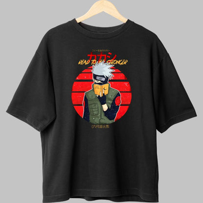 Tricou Anime Naruto Kakashi "Read To Be Stronger" negru fata