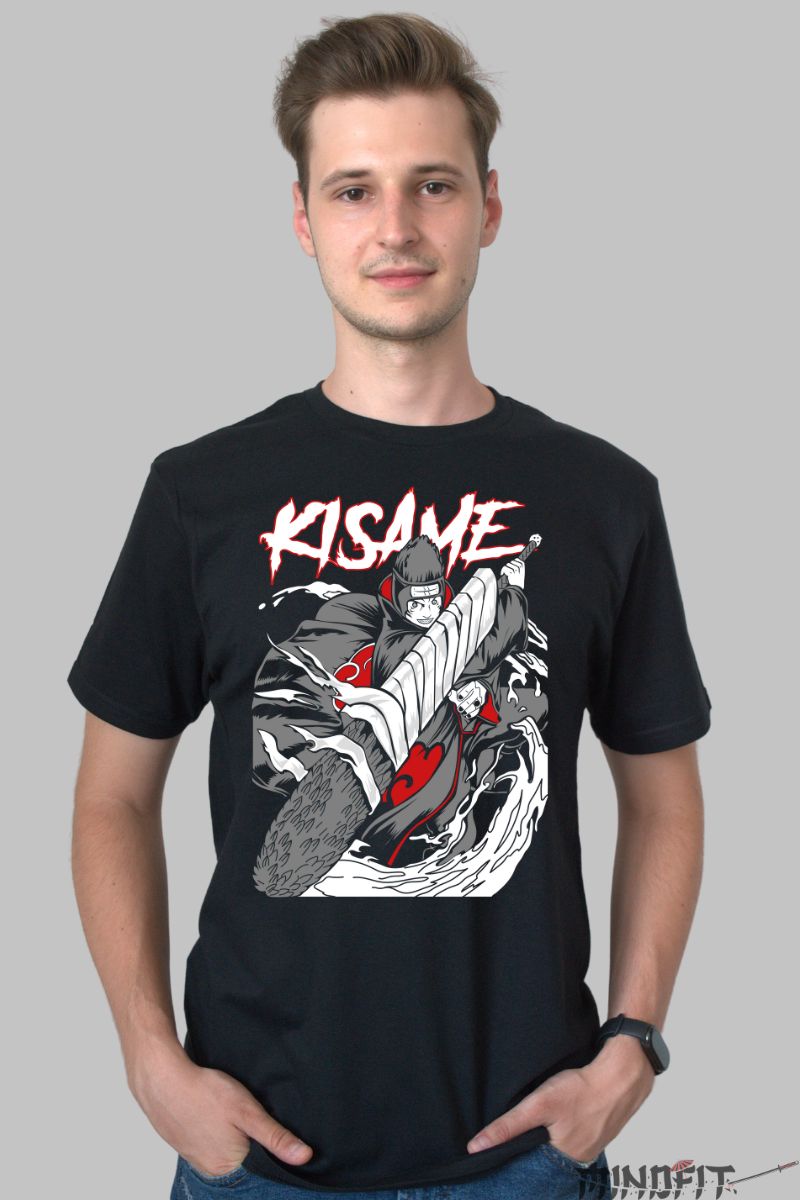 Tricou Anime Naruto Kisame The Fighter barbat negru fata