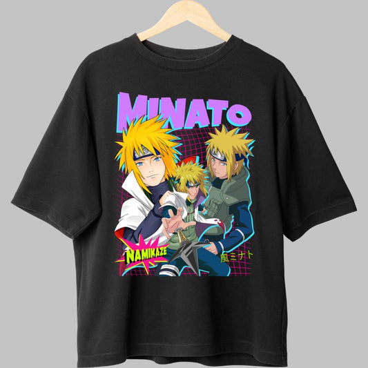 Tricou Anime Naruto Minato Namikaze negru fata