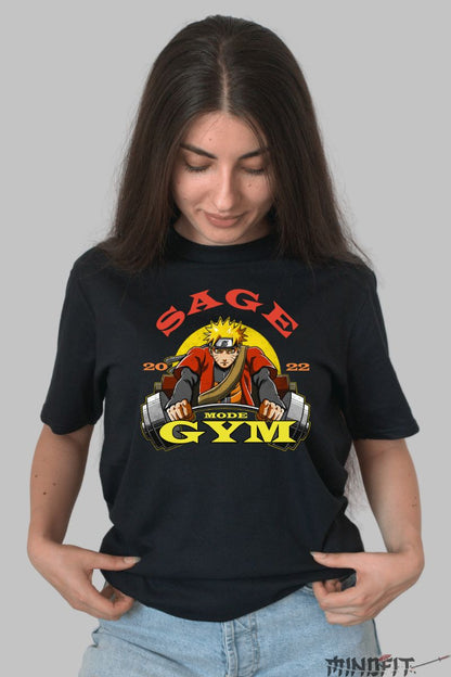 Tricou Anime Naruto Mode Gym dama negru fata