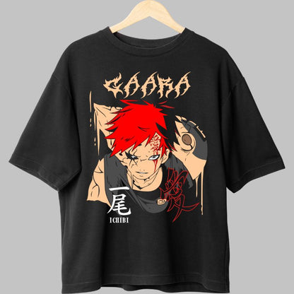 Tricou Anime Naruto Model Gaara Ichibi negru fata