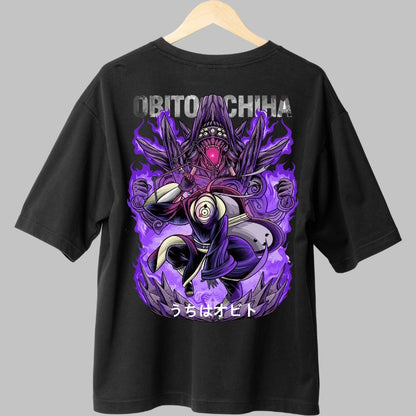 Tricou Anime Naruto Obito Uchiha Full Power negru spate
