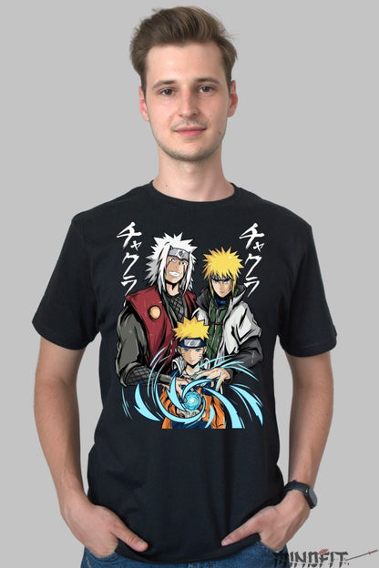 Tricou Anime Naruto Power Family barbat negru fata