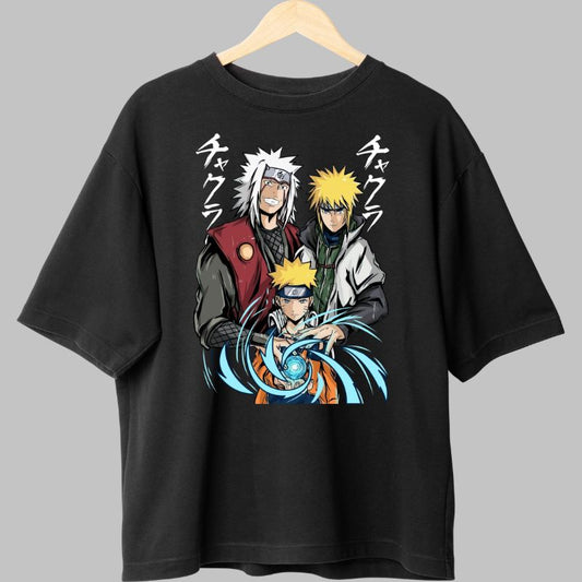 Tricou Anime Naruto Power Family negru fata