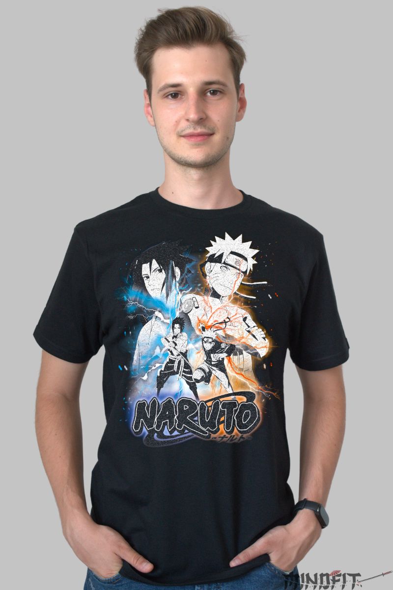 Tricou Anime Naruto Rivals barbat negru fata
