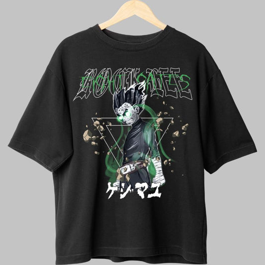 Tricou Anime Naruto Rock Lee And The Stones negru fata