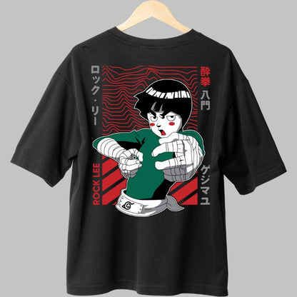 Tricou Anime Naruto Rock Lee Gejimayu negru spate
