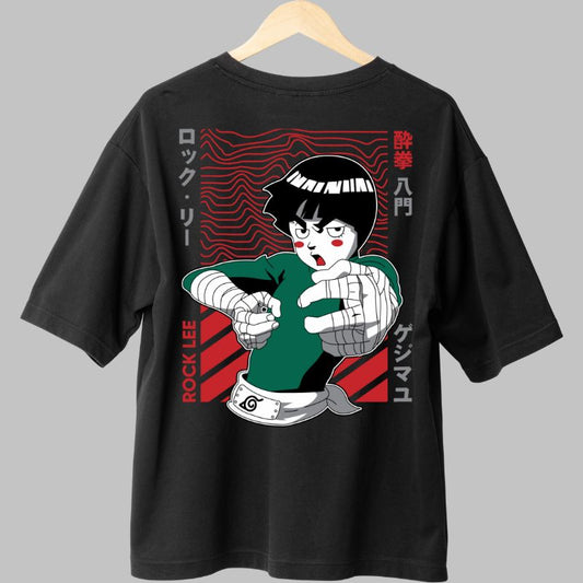 Tricou Anime Naruto Rock Lee Gejimayu negru spate