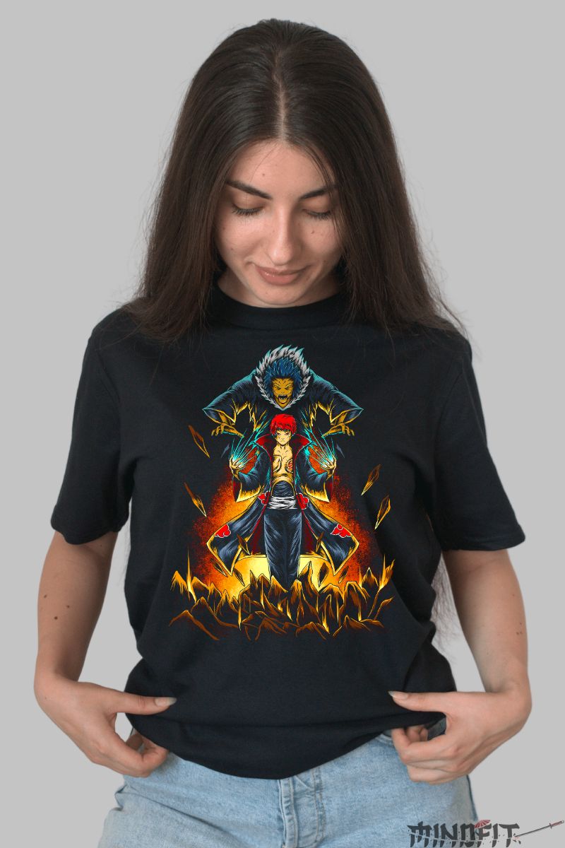 Tricou Anime Naruto Sasori The God Of Judgment dama negru fata