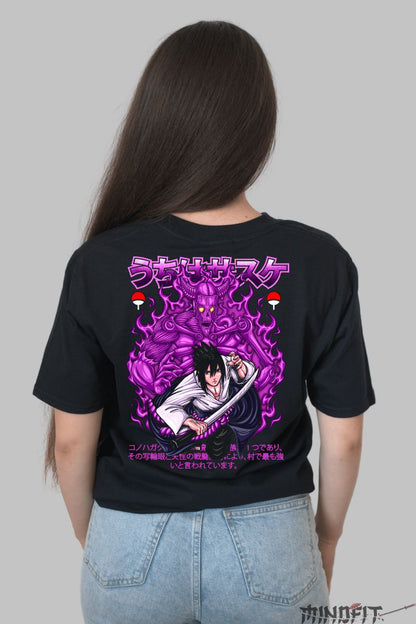 Tricou Anime Naruto Sasuke And the Power Of Susanoo dama negru spate