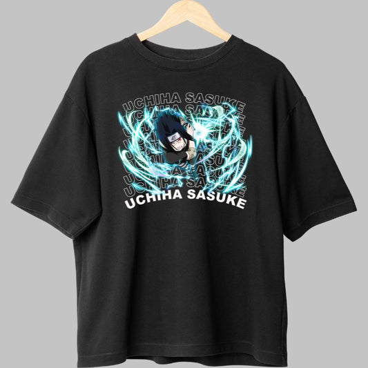 Tricou Anime Naruto Sasuke Chidori negru fata 