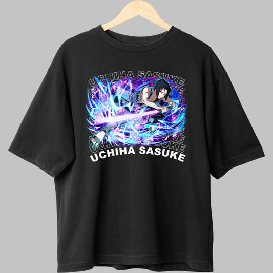Tricou Anime Naruto Sasuke Color And Power negru fata