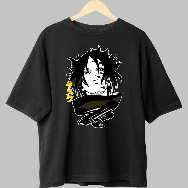 Tricou Anime Naruto Sasuke Cursed negru fata