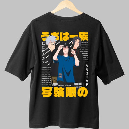 Tricou Anime Naruto Sasuke Uchiha Clan negru spate