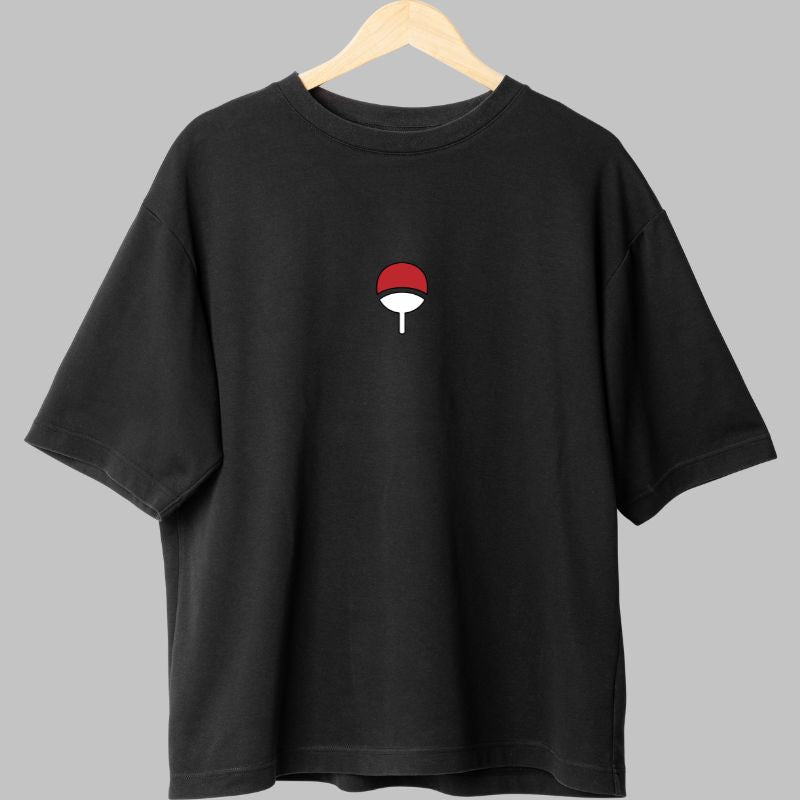 Tricou Anime Naruto Sasuke Uchiha Symbol negru fata