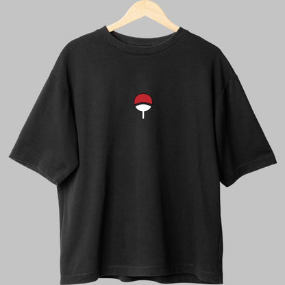 Tricou Anime Naruto Sasuke Uchiha Symbol negru fata