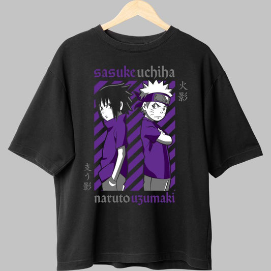 Tricou Anime Naruto Sasuke vs Naruto negru fata