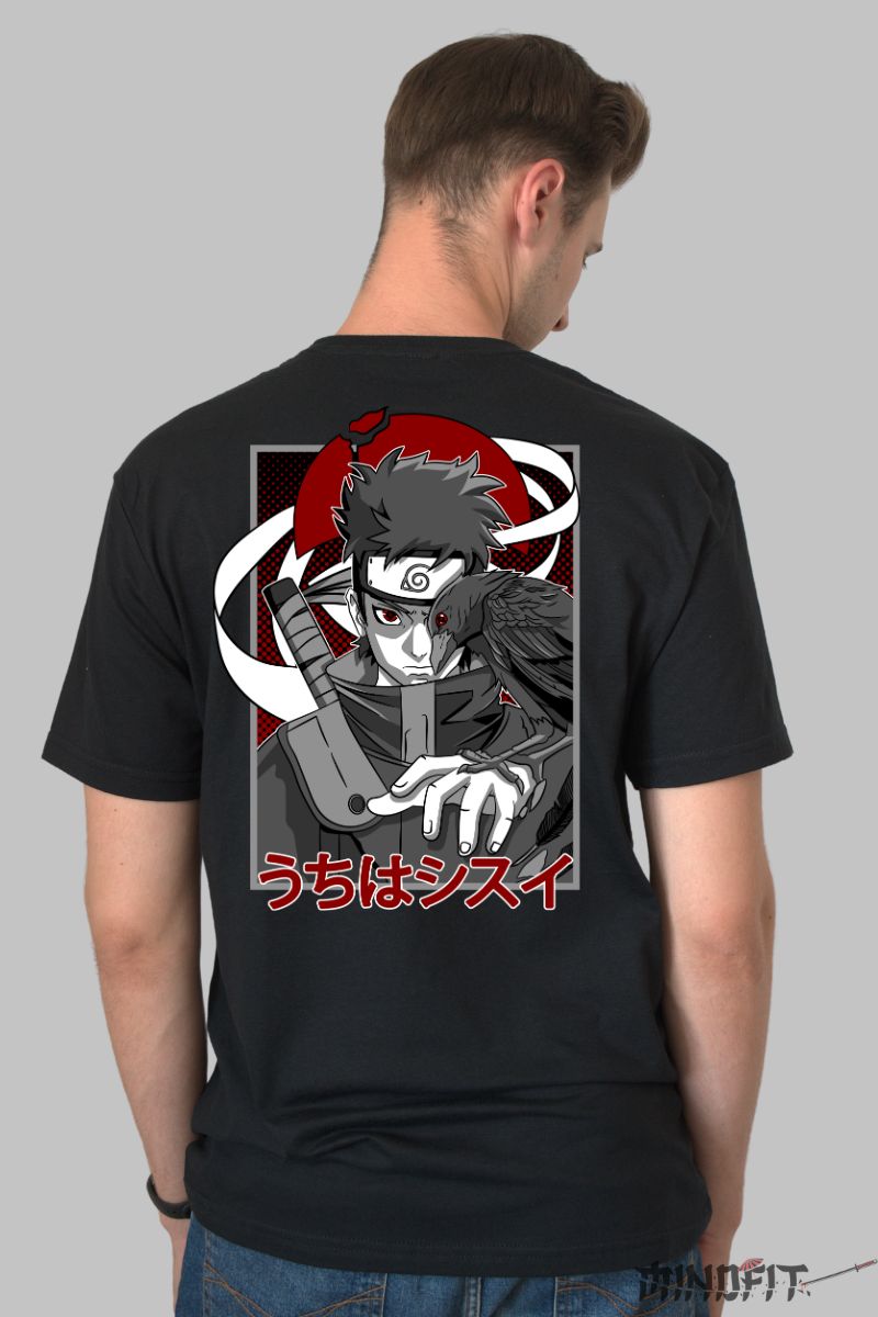 Tricou Anime Naruto Shisui Uchiha barbat negru spate
