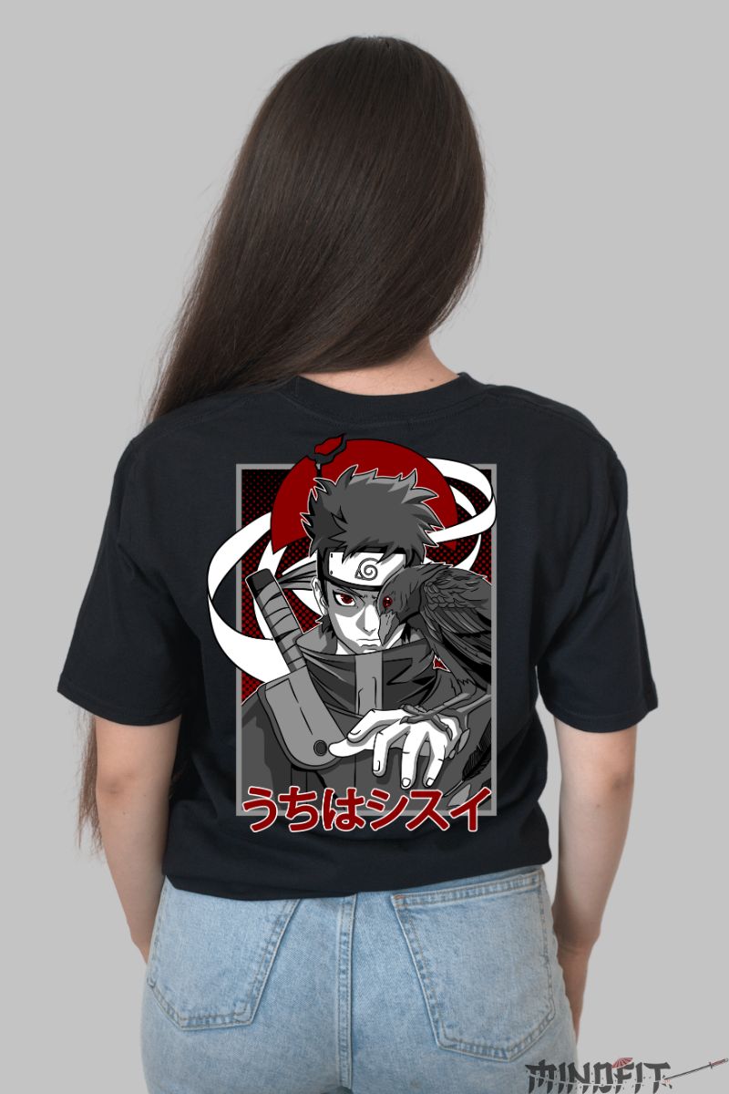 Tricou Anime Naruto Shisui Uchiha dama negru spate