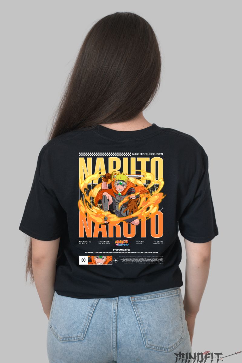 Tricou Anime Naruto Sword V3 dama negru spate