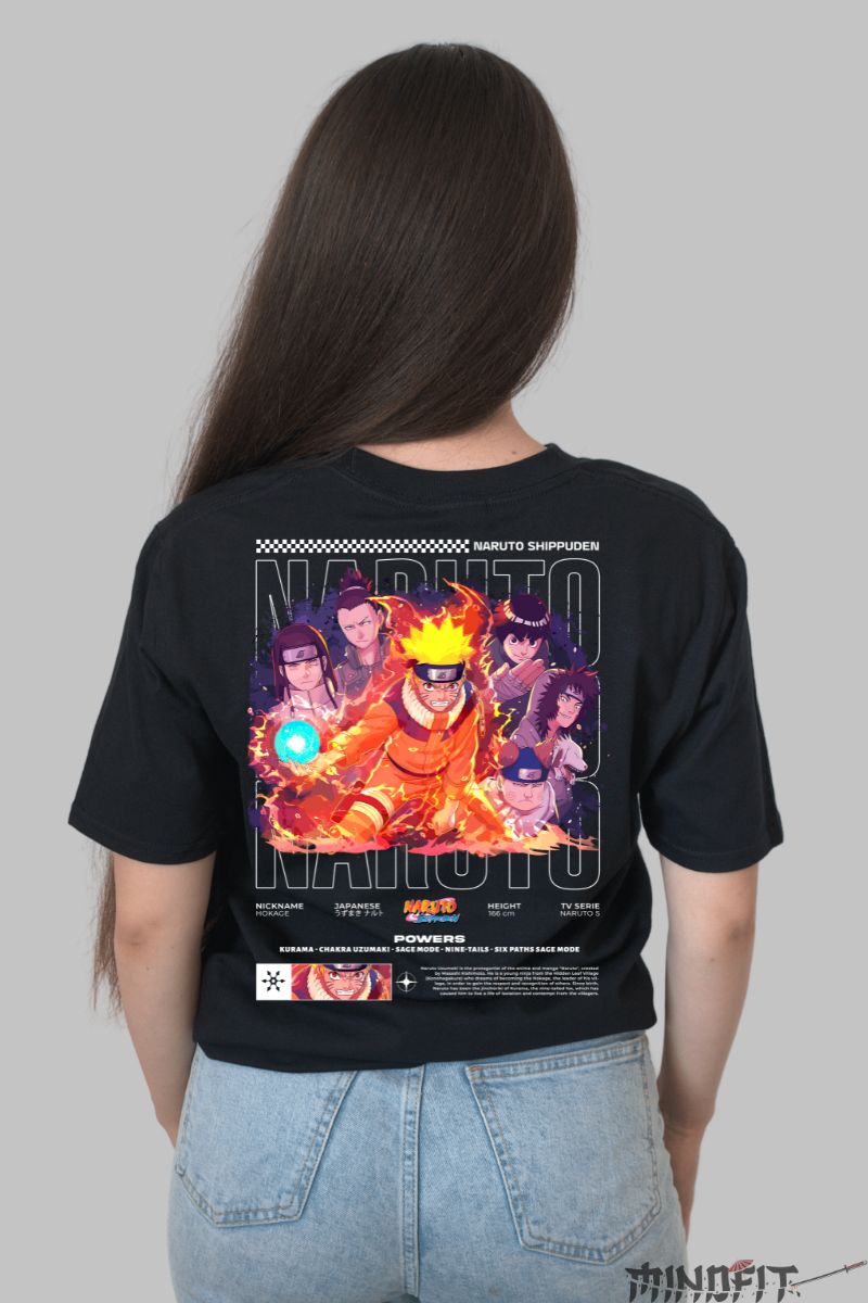 Tricou Anime Naruto Team Konoha dama negru spate