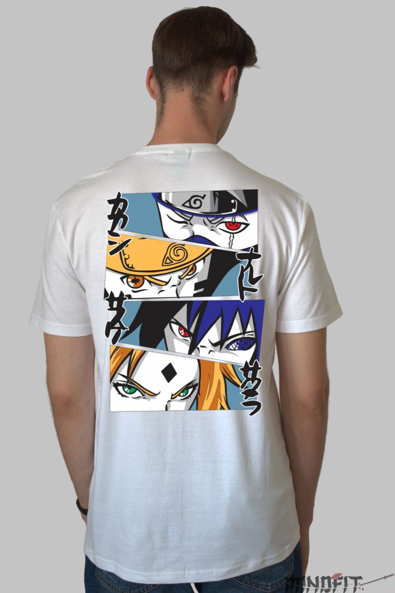 Tricou Anime Naruto The Power Of Looks barbat alb spate