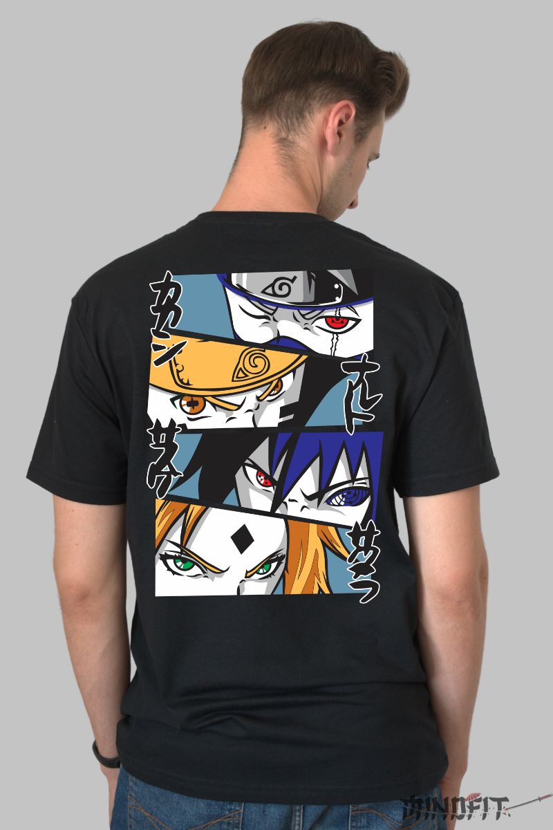 Tricou Anime Naruto The Power Of Looks barbat negru spate
