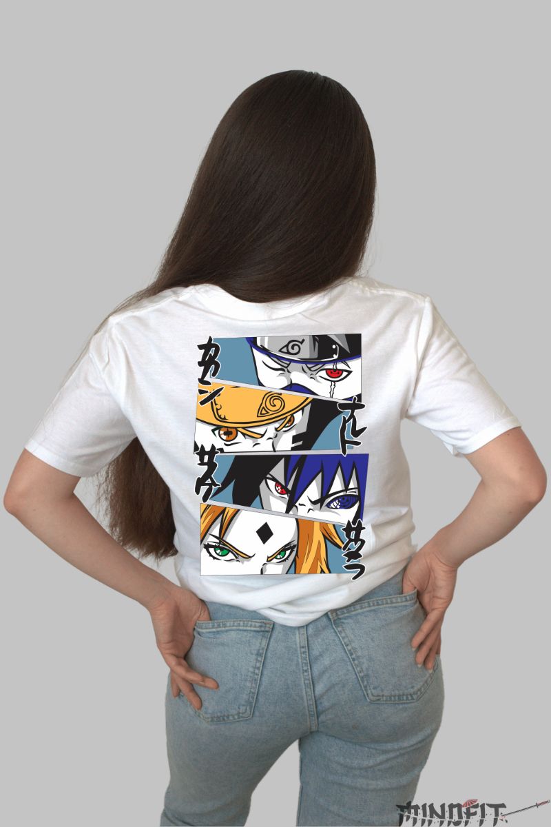 Tricou Anime Naruto The Power Of Looks dama alb spate