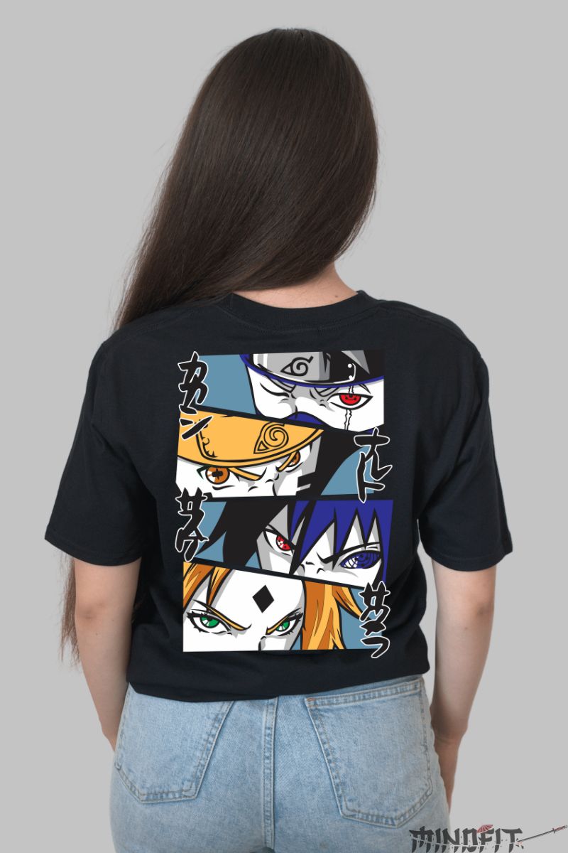 Tricou Anime Naruto The Power Of Looks dama negru spate