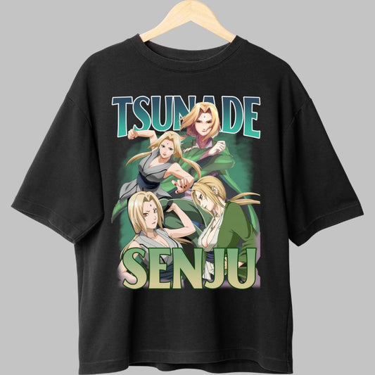 Tricou Anime Naruto Tsunade Senju negru fata