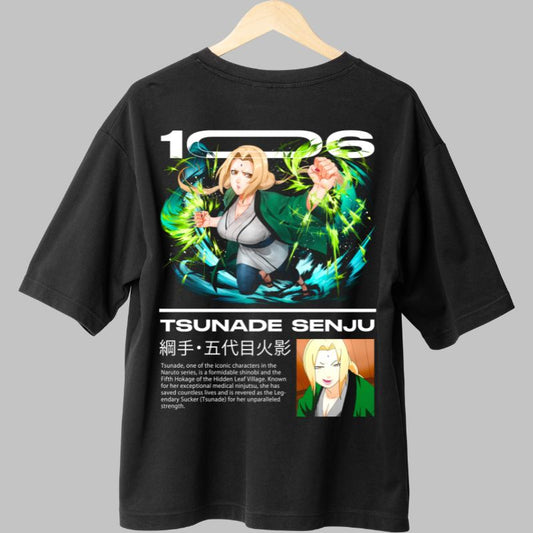 Tricou Anime Naruto Tsunade The Fifth Hokage negru spate