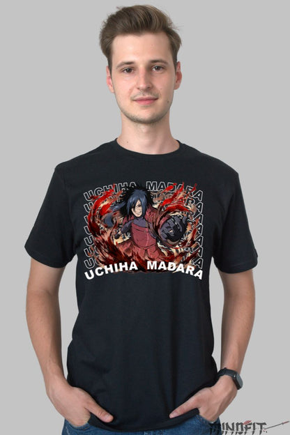 Tricou Anime Naruto Uchiha Madara barbat negru fata