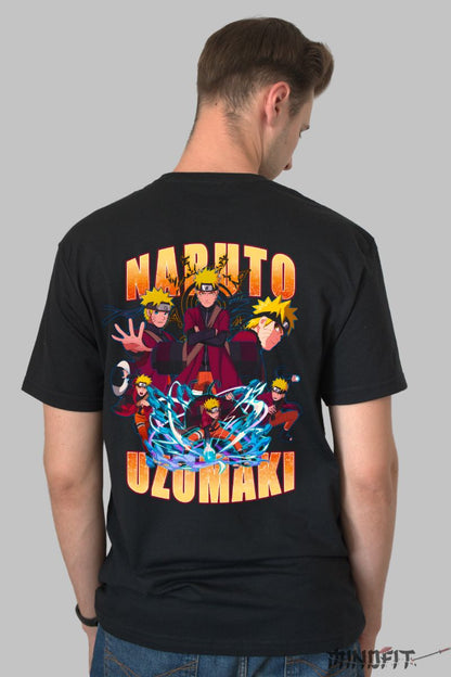 Tricou Anime Naruto Uzumaki barbat negru spate
