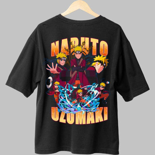 Tricou Anime Naruto Uzumaki negru spate