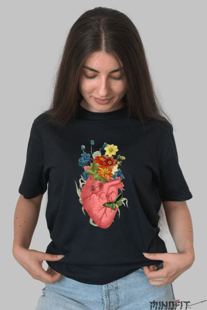 Tricou Aplicatii cu Inima dama negru fata