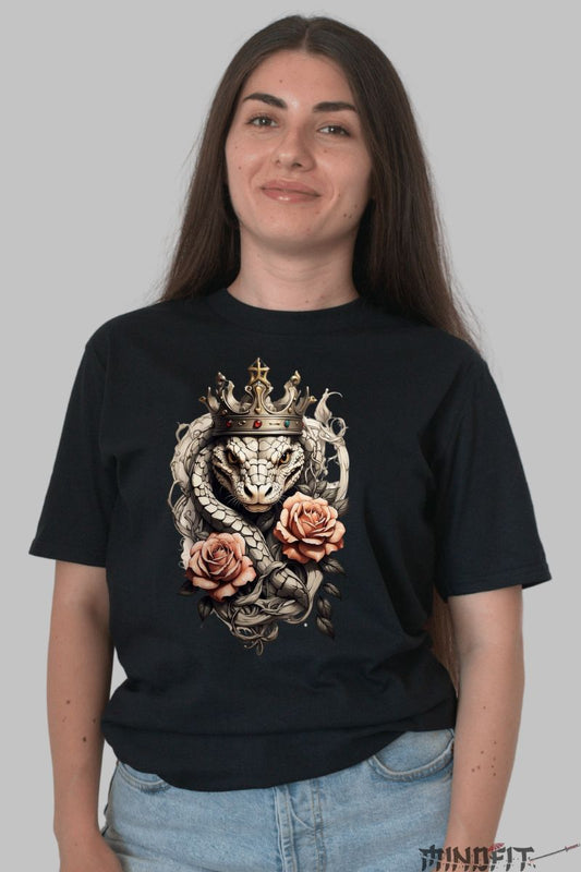 Tricou Aplicatii cu Regina Serpilor dama negru fata