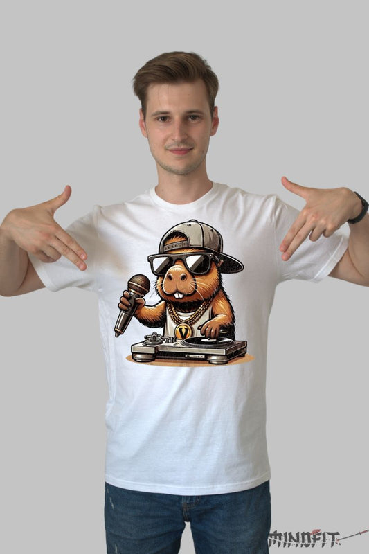 Tricou Capybara Cool barbat alb fata
