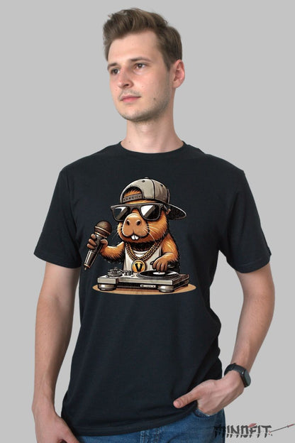 Tricou Capybara Cool barbat negru fata