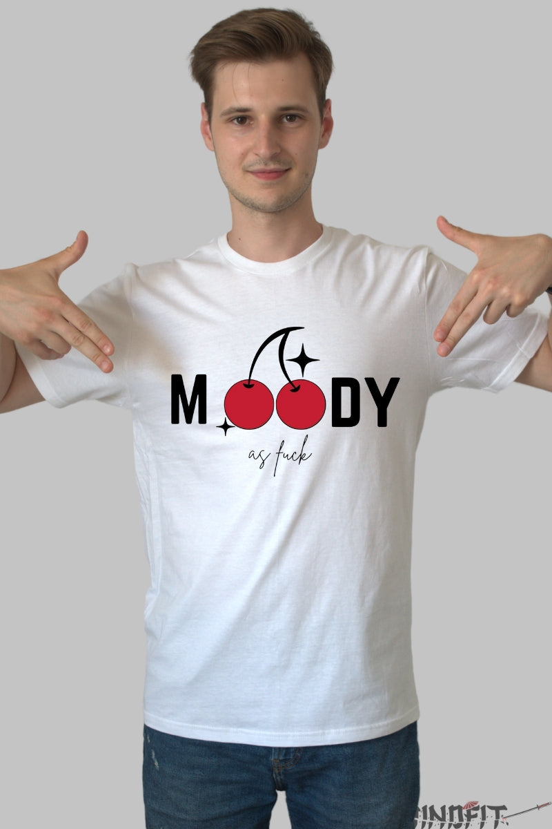 Tricou Cherry Mood dama barbat alb
