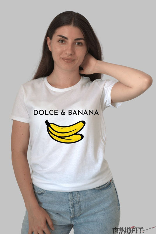 Tricou Dolce Banana dama alb fata