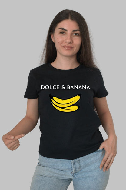 Tricou Dolce Banana dama negru fata 