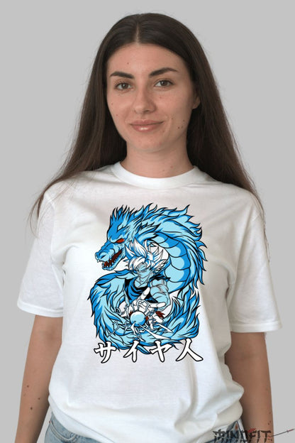 Tricou Dragon Ball Son Goku Blue dama alb fata