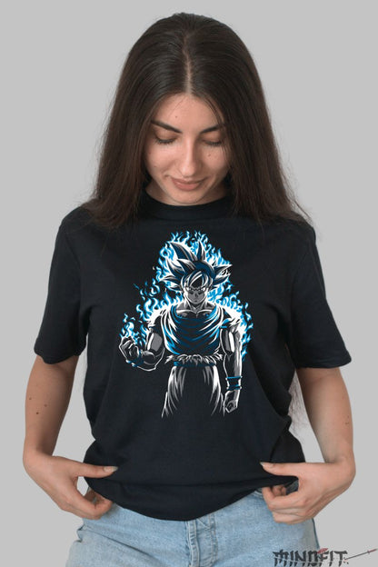 Tricou Dragon Ball Son Goku In Flames  dama negru fata