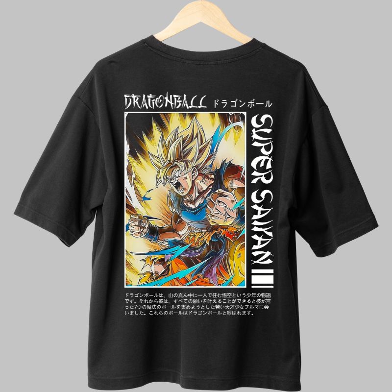 Tricou Dragon Ball Son Goku Saiyani negru spate