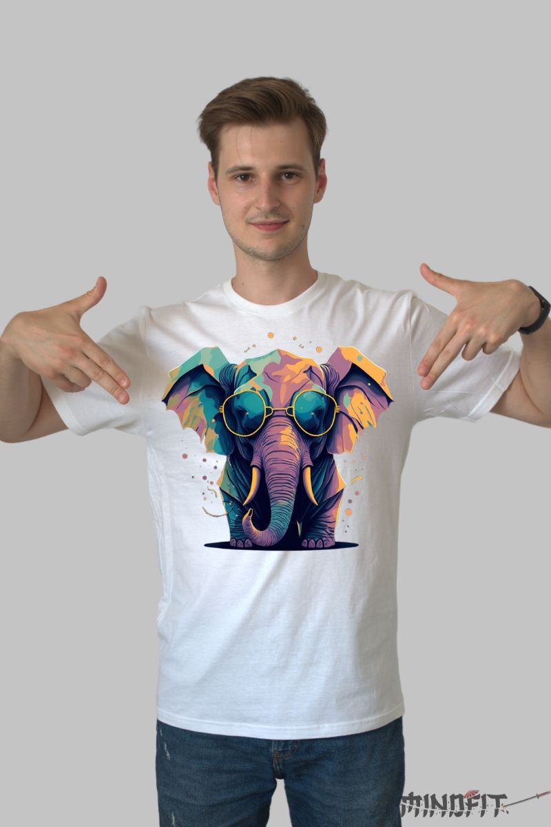 Tricou Elefant Cool barbat alb fata