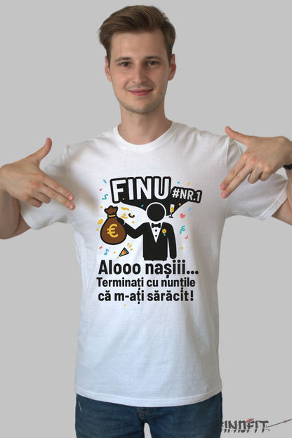 Tricou Finu Nr.1 – Alooo Nasiii! alb barbat