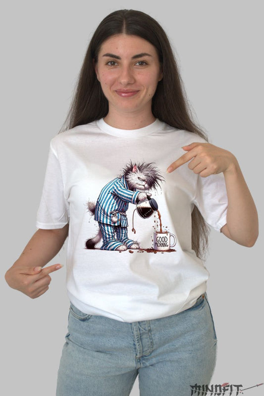 Tricou Grumpy Cat "Good Morning" dama alb fata