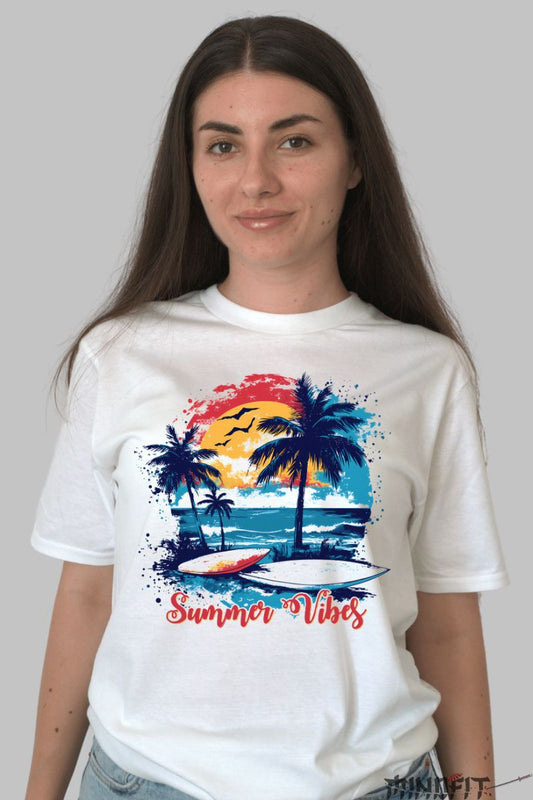 Tricou Hawaien dama alb fata