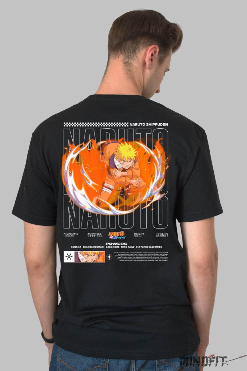 Tricou Naruto Beast Aura barbat negru spate