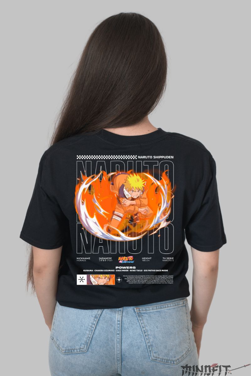 Tricou Naruto Beast Aura dama negru spate